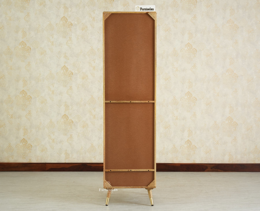 Boston Solid Wood Rattan Cane Single Door Wardrobe - Wardrobes & Cabinets - Furniselan-Natural Finish