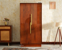 Edinburgh Wooden Two Door Wardrobe Almirah Cabinet - Brown Finish