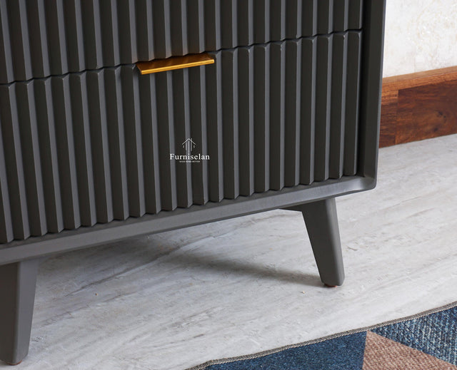 Bengaluru Solid Wood Tall Five Drawer Chest of Drawers - Sideboard - Furniselan - Slate Grey