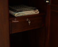 Boston Solid Wood Rattan Cane Single Door Wardrobe - Wardrobes & Cabinets - Furniselan--brown Finish