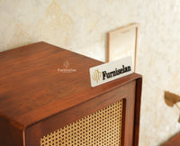 Boston Solid Wood Rattan Cane Single Door Wardrobe - Wardrobes & Cabinets - Furniselan--brown Finish