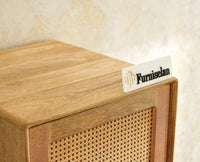 Boston Solid Wood Rattan Cane Single Door Wardrobe - Wardrobes & Cabinets - Furniselan-Natural Finish