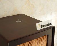 Boston Solid Wood Rattan Cane Single Door Wardrobe - Wardrobes & Cabinets - Furniselan-Grey Finish