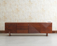 Albania Solid Wood Four Door Tv cabinet Furniselan Brown Finish