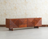 Albania Solid Wood Four Door Tv cabinet Furniselan Brown Finish