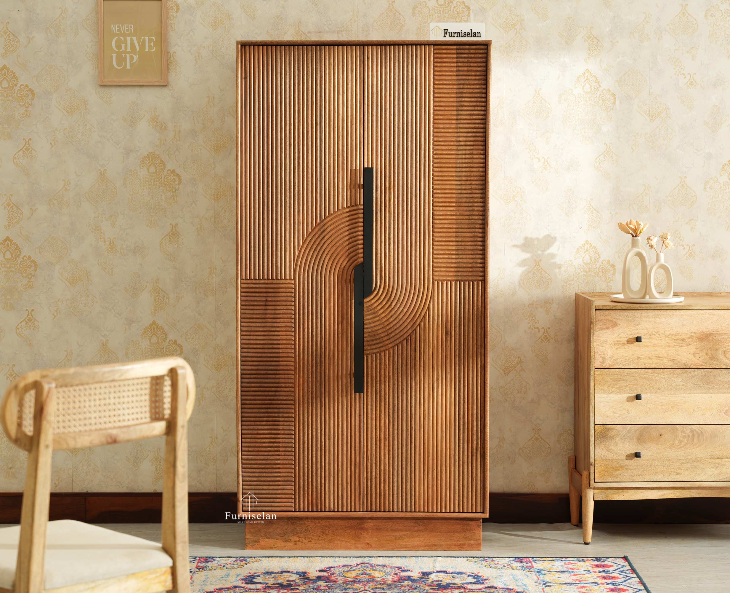 Edinburgh Wooden Two Door Wardrobe Almirah Cabinet Natural Oak Finish