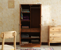 Edinburgh Wooden Two Door Wardrobe Almirah Cabinet Natural Oak Finish