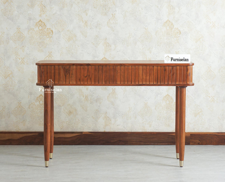 Eiffel Wooden Two Drawer Console Table Furniselan  Brown Finish