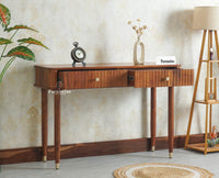Eiffel Wooden Two Drawer Console Table Furniselan  Brown Finish