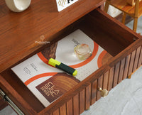 Eiffel Wooden Two Drawer Console Table Furniselan  Brown Finish