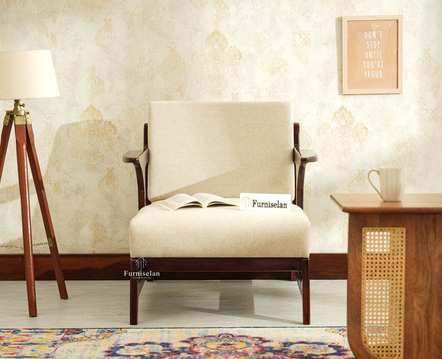 Switzerland Sheesham Wood One Seater Sofa Grey Finish