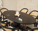 Telford Wooden Oval Dining Table Six Seater with Six Chairs Furniselan Black Finish