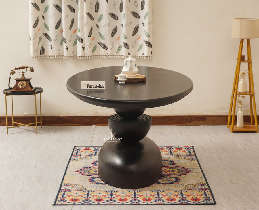 Telford Wooden Oval Dining Table Six Seater Furniselan Black Finish