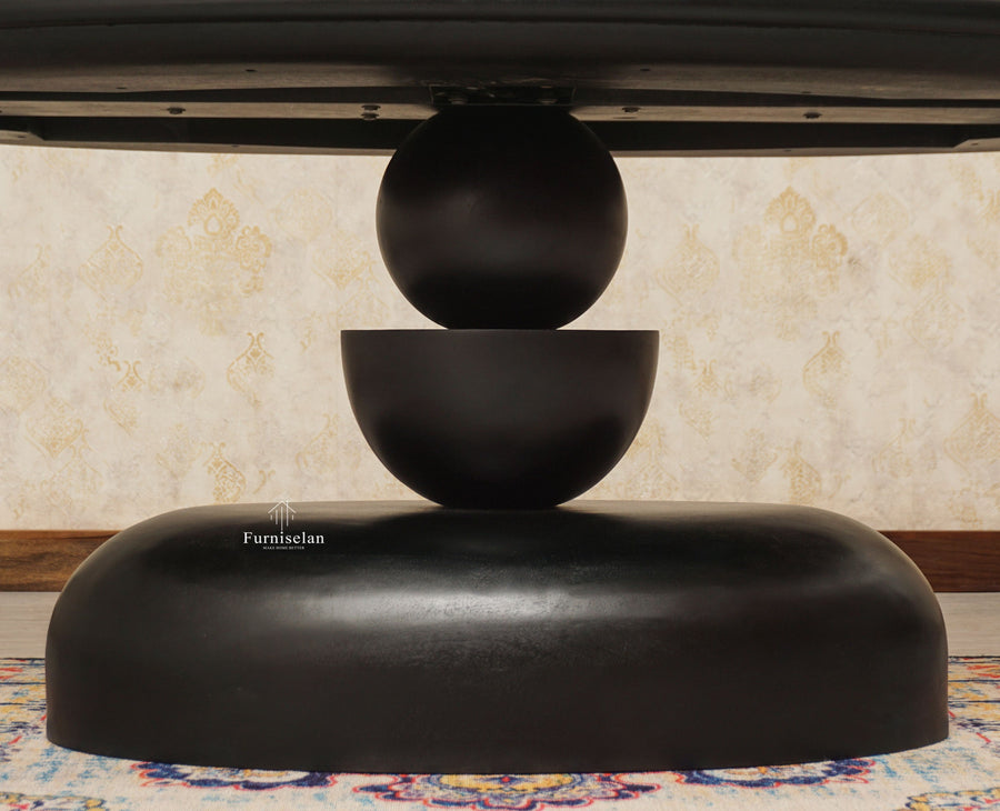 Telford Wooden Oval Dining Table Six Seater Furniselan Black Finish