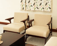 Switzerland Sheesham Wood Five Seater Sofa Set 3+1+1 Grey Finish