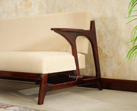 Switzerland Sheesham Wood Three Seater Sofa Grey Finish