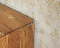 Melbourne Block Wooden Four Door TV Console Cabinet Unit Furniselan Natural Finish