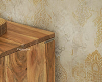 Melbourne Block Wooden One Door Bedside Table Nightstand Furniselan Natural Finish