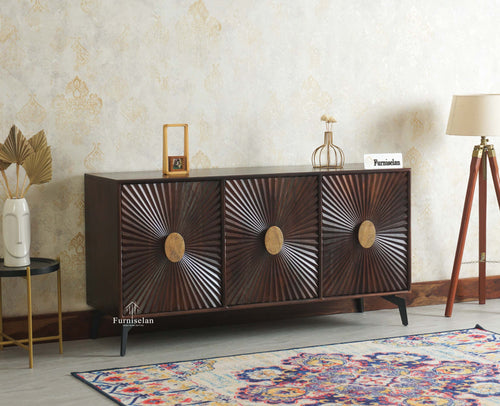 Greece Premium Look Wooden Sideboard Cabinet 3 Doors Furniselan Grey Finish
