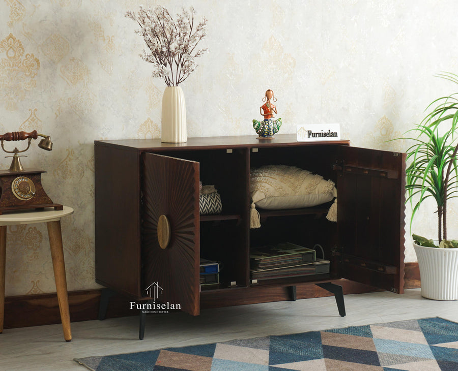 Greece Premium Look Wooden Sideboard Cabinet 2 Doors Furniselan Grey Finish