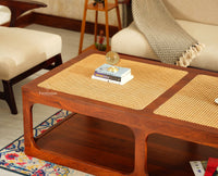 Boston Wooden Riviera Cane Coffee Table Brown Finish