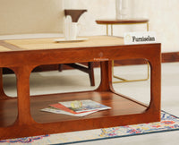 Boston Wooden Riviera Cane Coffee Table Brown Finish