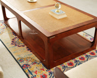 Boston Wooden Riviera Cane Coffee Table Brown Finish
