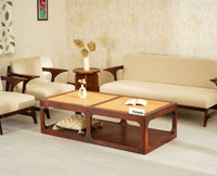 Boston Wooden Riviera Cane Coffee Table Grey Finish