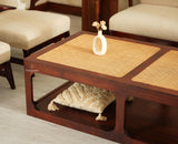 Boston Wooden Riviera Cane Coffee Table Grey Finish