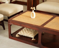 Boston Wooden Riviera Cane Coffee Table Grey Finish