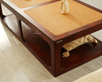 Boston Wooden Riviera Cane Coffee Table Grey Finish