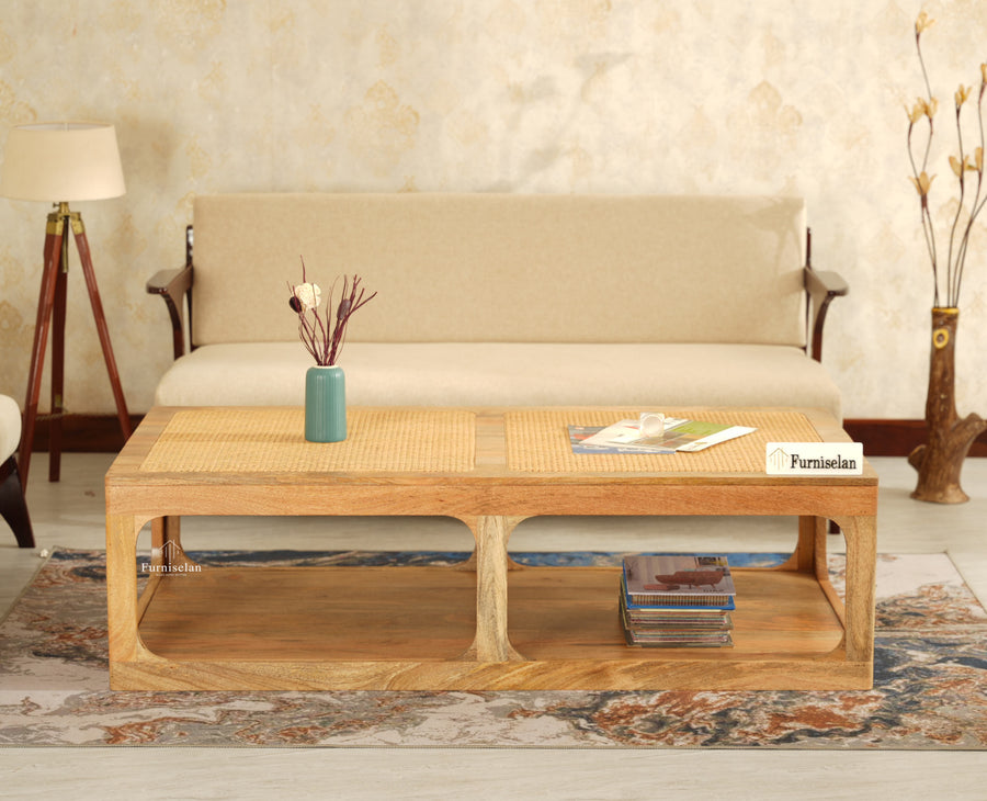 Boston Wooden Riviera Cane Coffee Table Natural Finish