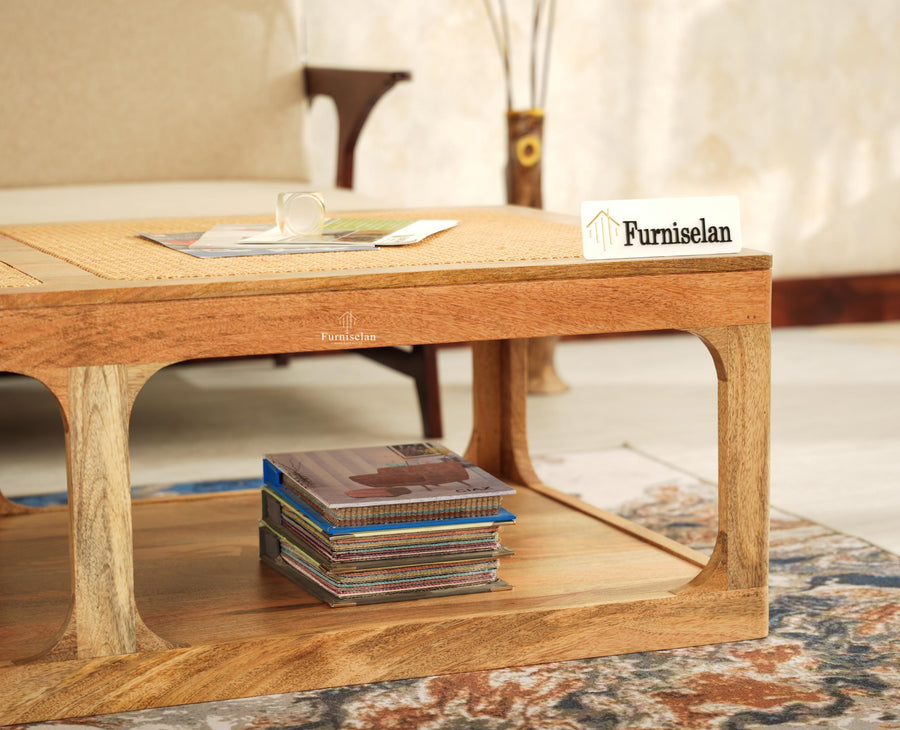 Boston Wooden Riviera Cane Coffee Table Natural Finish