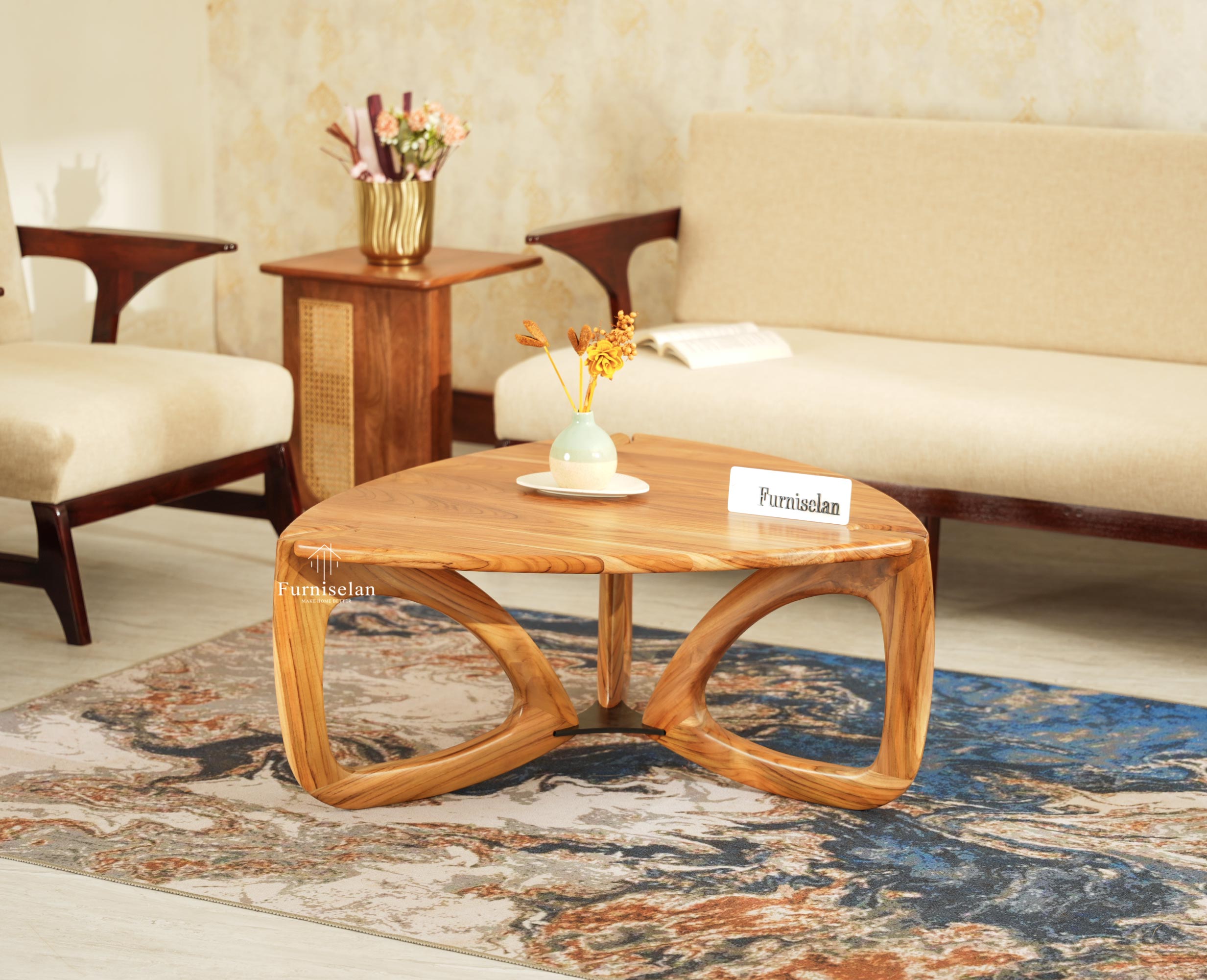 Infinity Teak Wood Coffee Table-Natural Finish