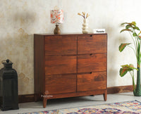 Bressels Solid Wood Chest of Drawer Storage Furniselan Brown Finish