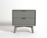 Bhopal Solid Wood Bedside Table Furniselan Cool-Grey