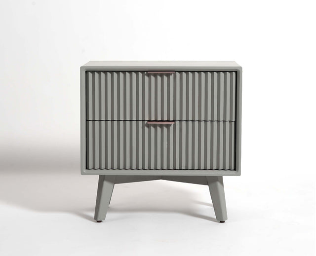 Bhopal Solid Wood Bedside Table Furniselan Cool-Grey