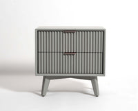 Bhopal Solid Wood Bedside Table Furniselan Cool-Grey