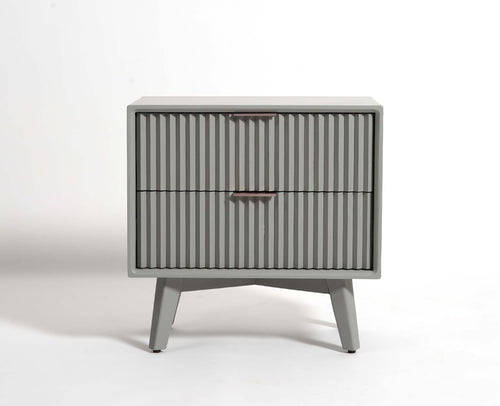 Bhopal Solid Wood Bedside Table Furniselan Cool-Grey
