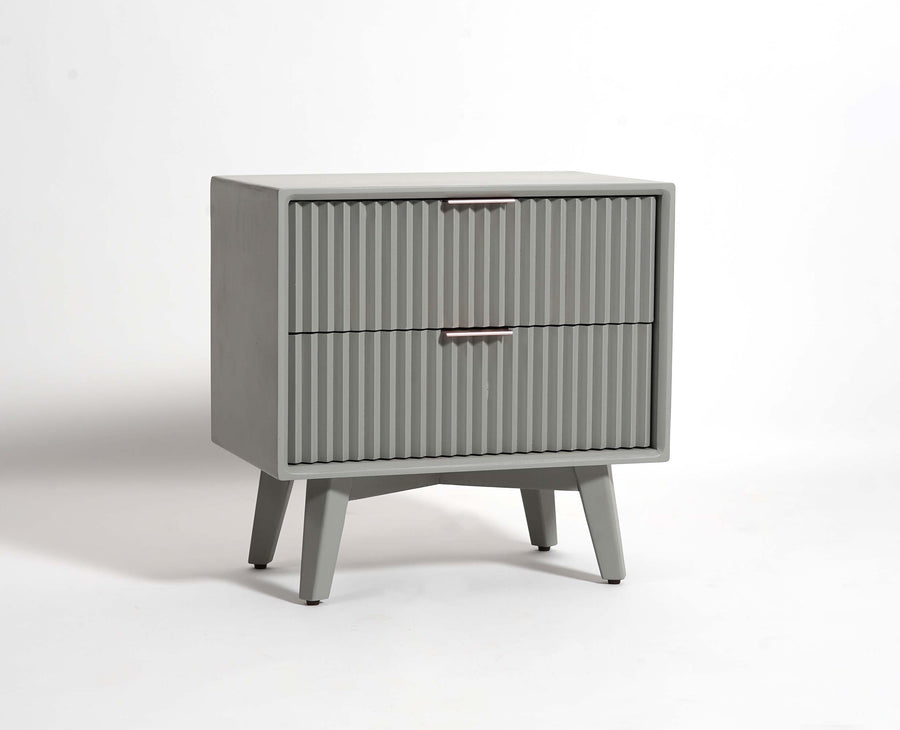 Bhopal Solid Wood Bedside Table Furniselan Cool-Grey