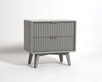 Bhopal Solid Wood Bedside Table Furniselan Cool-Grey