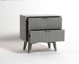 Bhopal Solid Wood Bedside Table Furniselan Cool-Grey