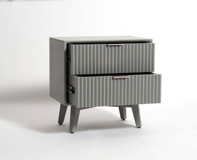 Bhopal Solid Wood Bedside Table Furniselan Cool-Grey