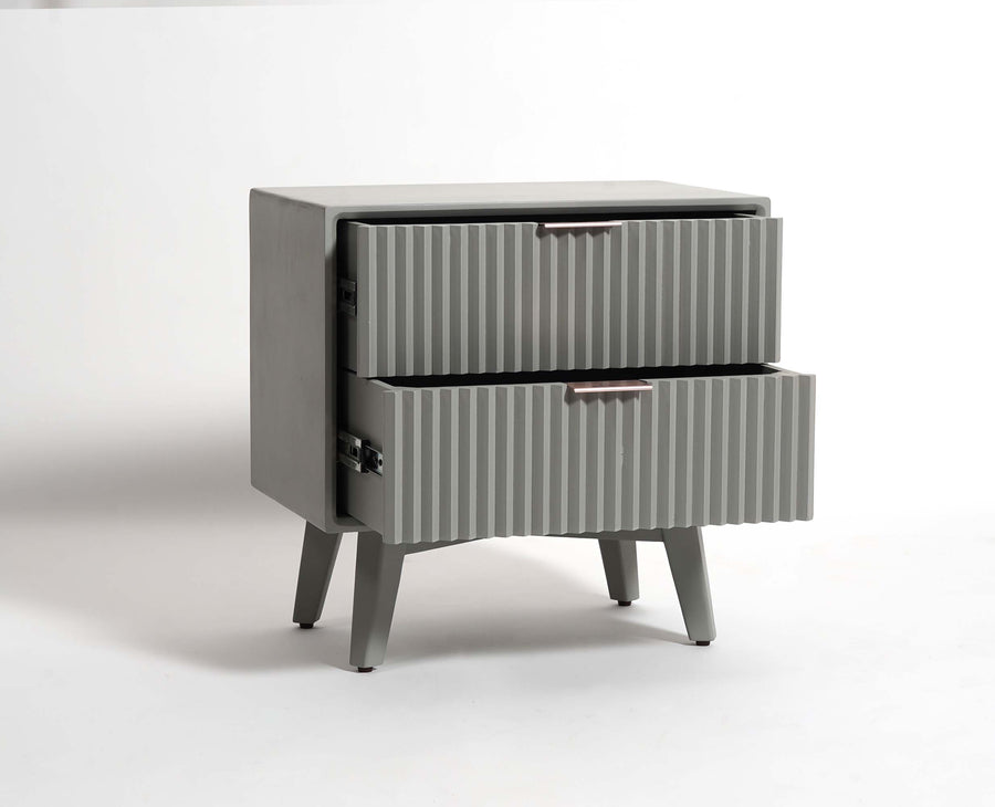 Bhopal Solid Wood Bedside Table Furniselan Cool-Grey