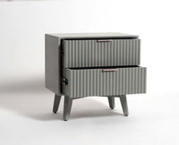 Bhopal Solid Wood Bedside Table Furniselan Cool-Grey