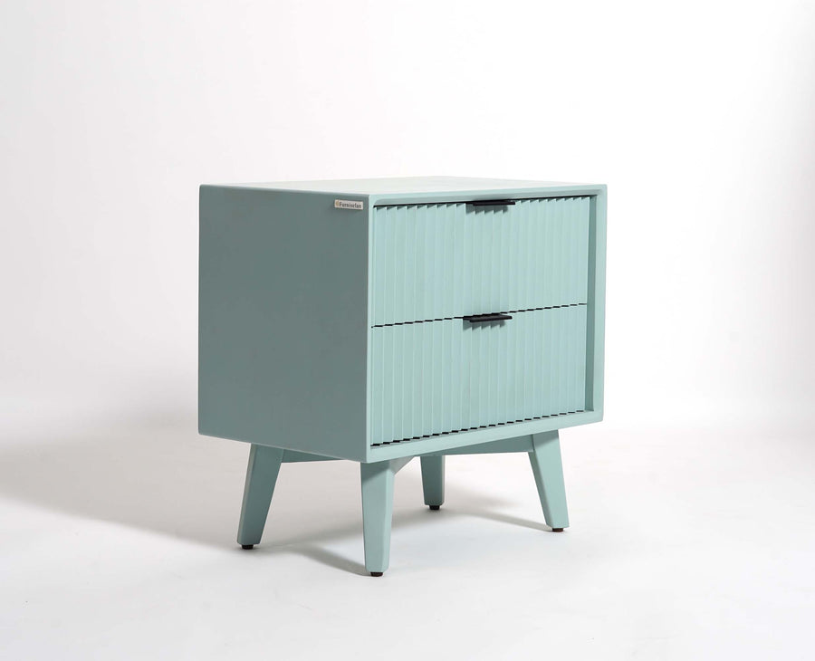 Bhopal Solid Wood BedsIde Table Furniselan  silt-green