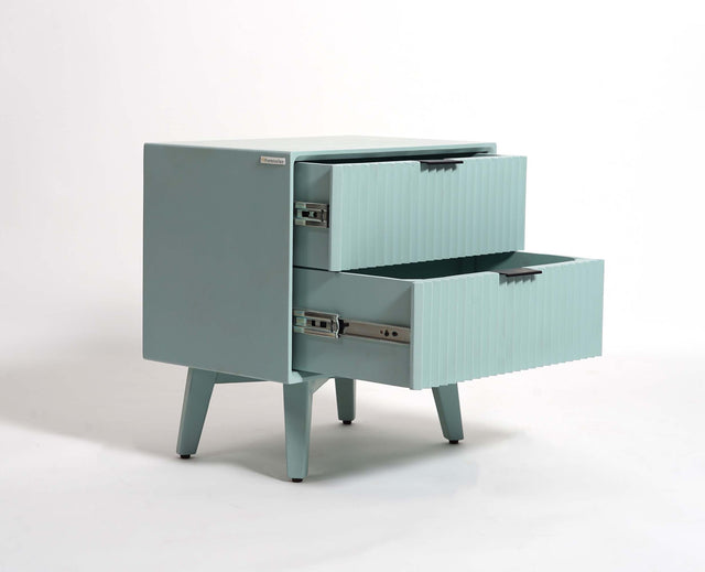 Bhopal Solid Wood BedsIde Table Furniselan  silt-green