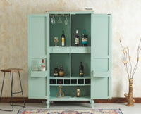 Mumbai Wooden Large Bar Cabinet with Glass Holder Storage Furniselan Silt Green