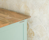 Mumbai Wooden Large Bar Cabinet with Glass Holder Storage Furniselan Silt Green