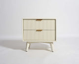 Bhopal Solid Wood Bedside Table Furniselan  Frosty-White
